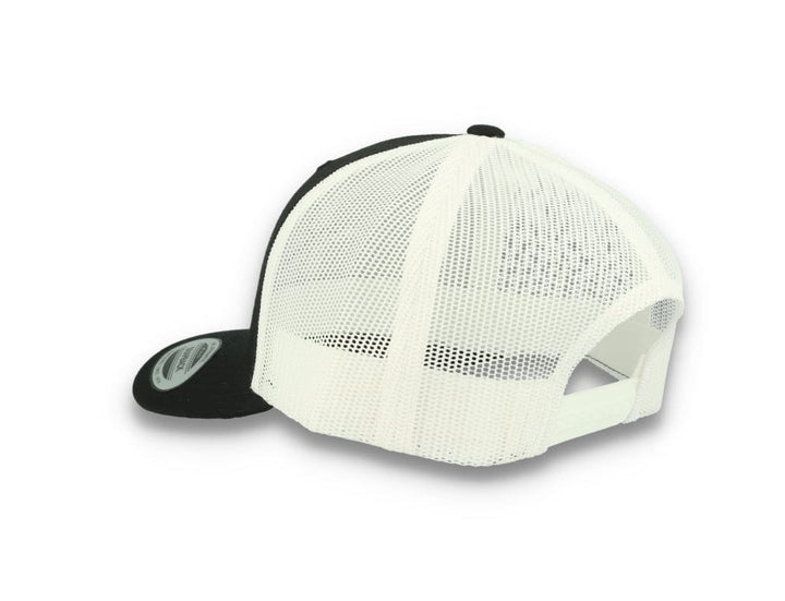 Black Trucker Cap w/ White Mesh Retro - Yupoong 6606T - LOKK