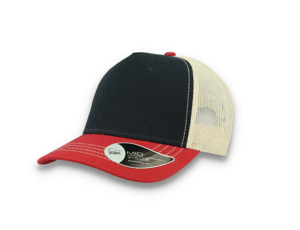 Trucker Cap Navy/Burgundy/Beige Atlantis Rapper Canvas - LOKK
