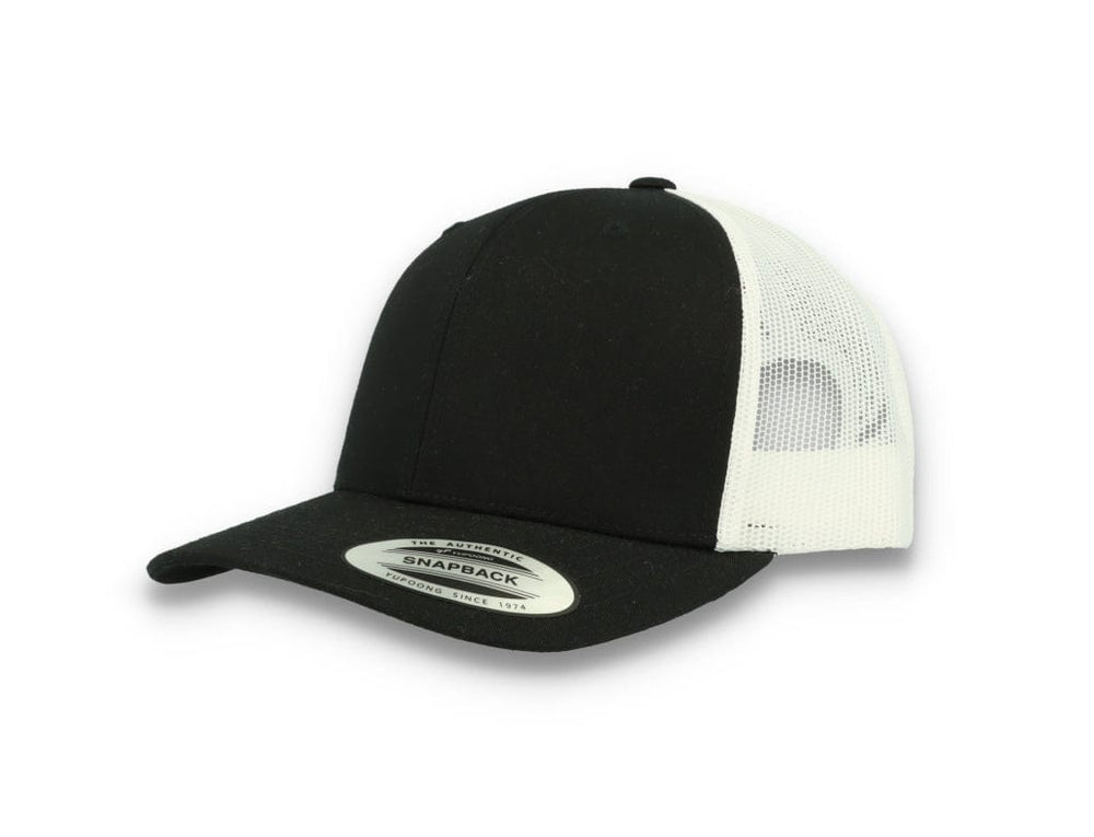 Black Trucker Cap w/ White Mesh Retro - Yupoong 6606T - LOKK