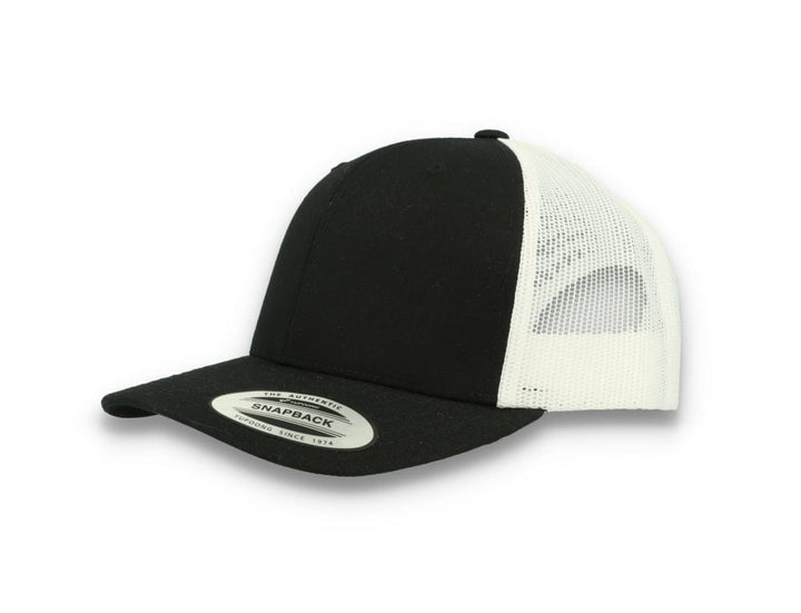 Black Trucker Cap w/ White Mesh Retro - Yupoong 6606T - LOKK