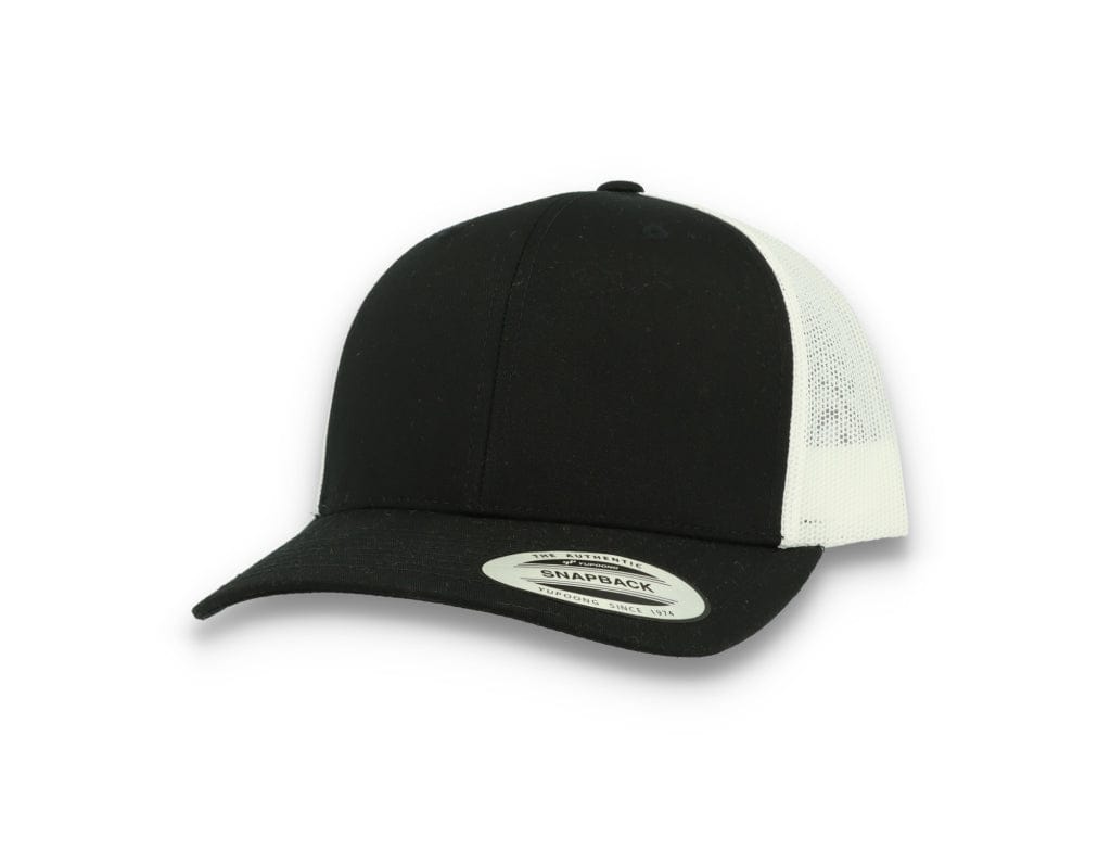 Black Trucker Cap w/ White Mesh Retro - Yupoong 6606T - LOKK