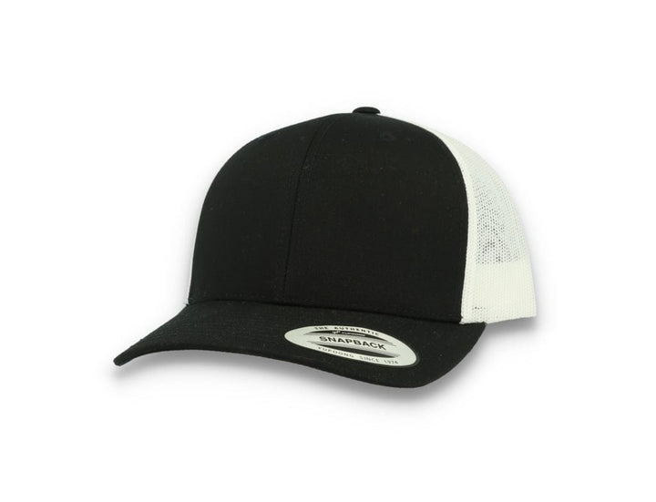 Black Trucker Cap w/ White Mesh Retro - Yupoong 6606T - LOKK