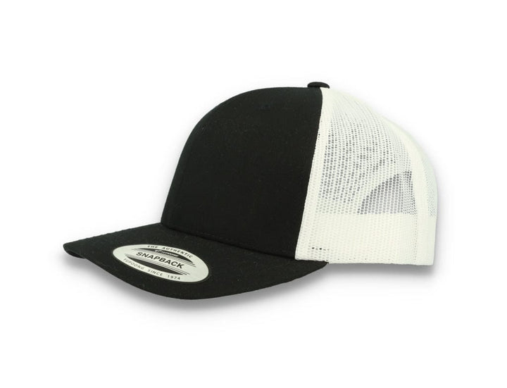 Black Trucker Cap w/ White Mesh Retro - Yupoong 6606T - LOKK