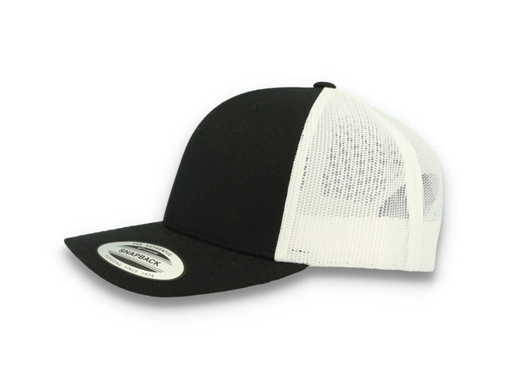 Black Trucker Cap w/ White Mesh Retro - Yupoong 6606T - LOKK