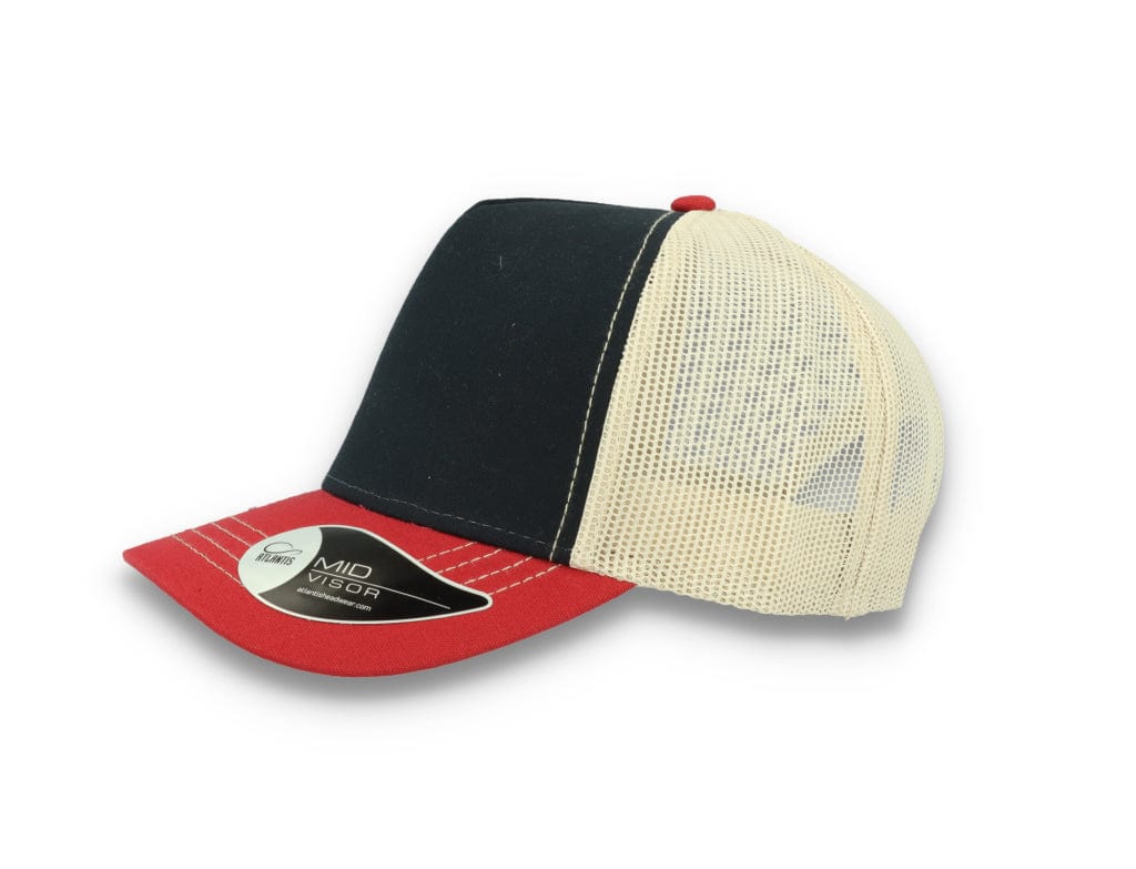 Trucker Cap Navy/Burgundy/Beige Atlantis Rapper Canvas - LOKK