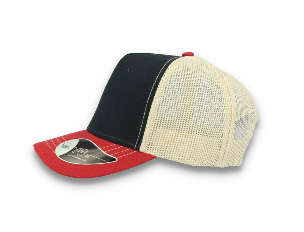 Trucker Cap Navy/Burgundy/Beige Atlantis Rapper Canvas - LOKK