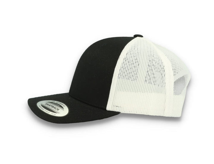Black Trucker Cap w/ White Mesh Retro - Yupoong 6606T - LOKK