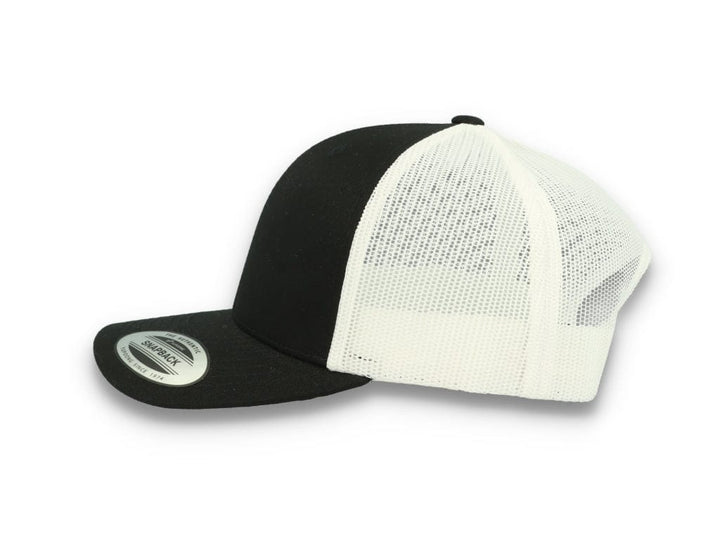 Black Trucker Cap w/ White Mesh Retro - Yupoong 6606T - LOKK