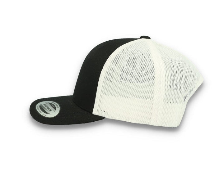 Black Trucker Cap w/ White Mesh Retro - Yupoong 6606T - LOKK