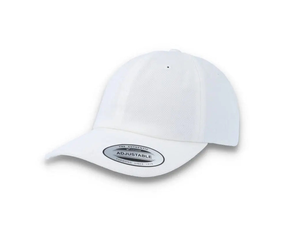 White Dad Cap Low Profile Cotton Twill - Yupoong 6245CM - LOKK