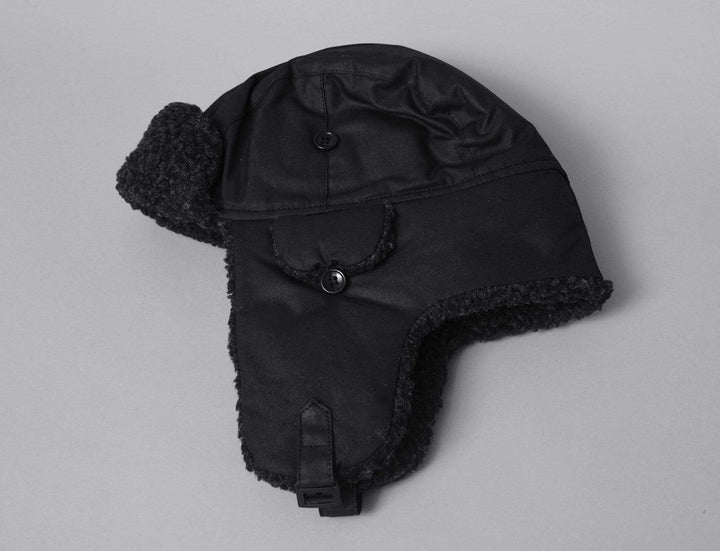 Beanie Trapper Fleece Lined Trapper Hat Black Barbour