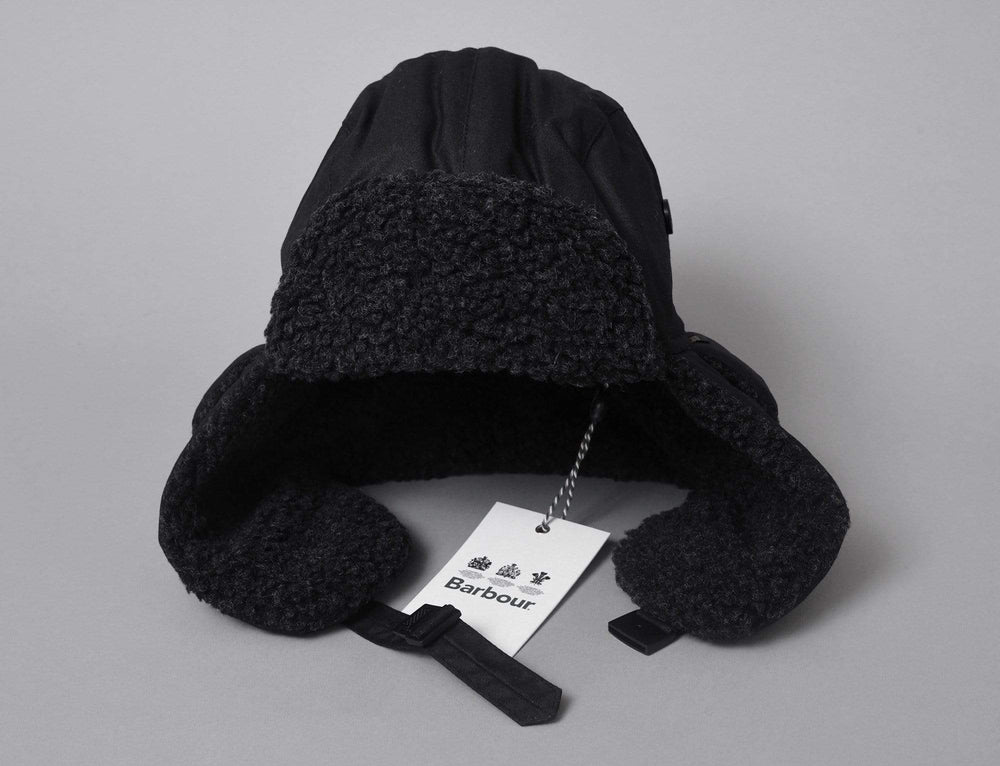 Beanie Trapper Fleece Lined Trapper Hat Black Barbour