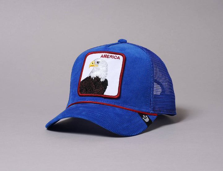 Cap Trucker Goorin Trucker Cap AMERICA FOR REAL BLUE Goorin Trucker Cap / Blue / One Size