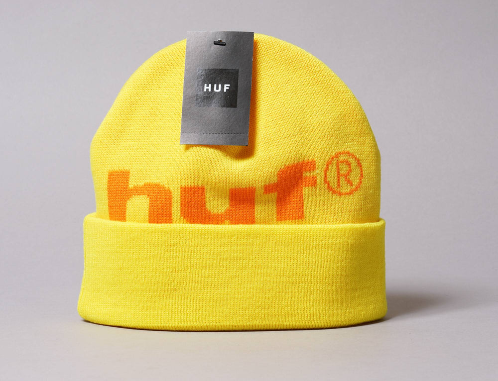 Beanie Cuff HUF 98 Logo Beanie Yellow Huf Cuff Beanie / Yellow / One Size