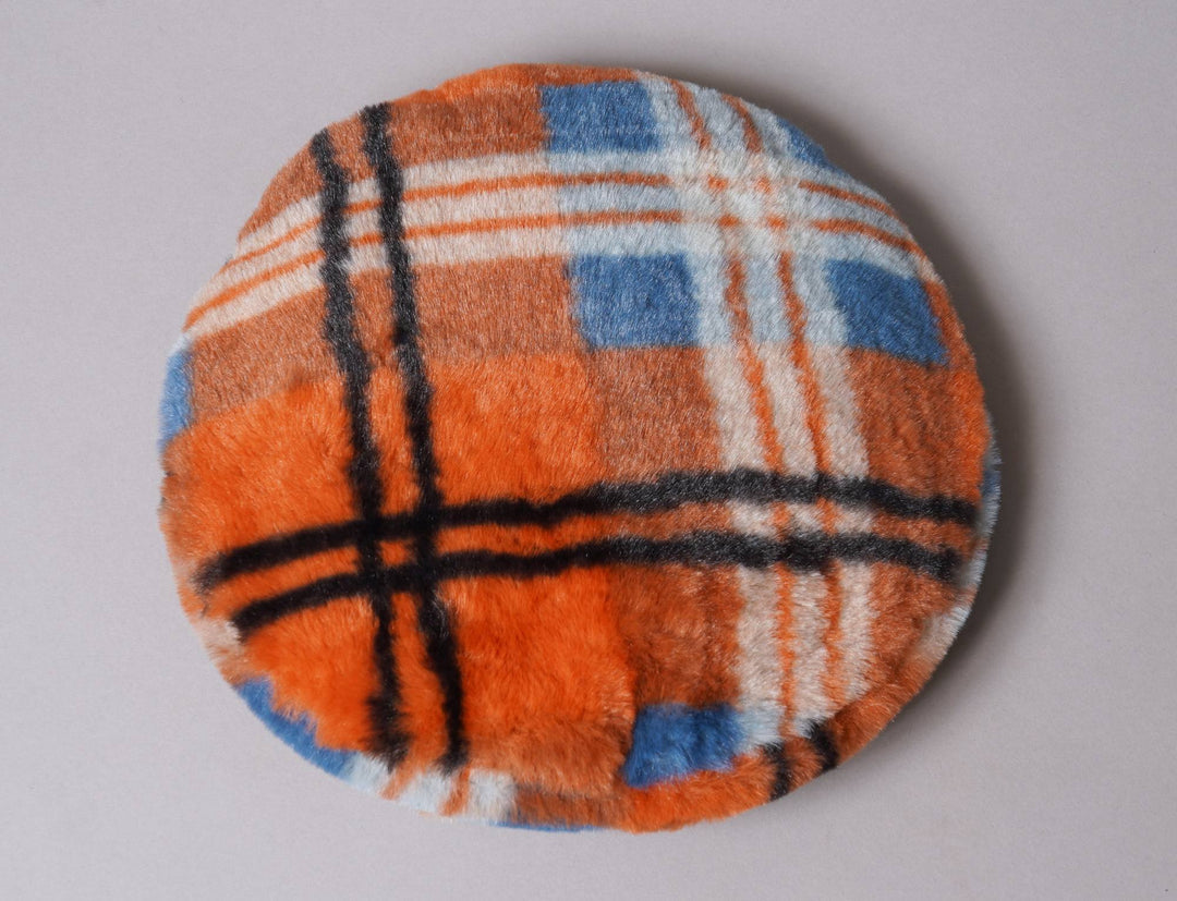 Hat Beret Kangol Faux Fur Beret Fiery Orange Plaid Kangol