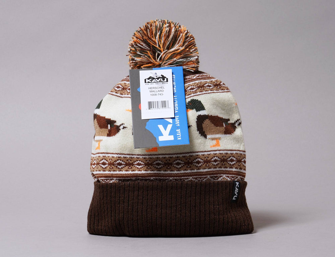 Beanie Bobble Kavu Herschel Beanie Snow Mallard Kavu Bobble Beanie / Brown