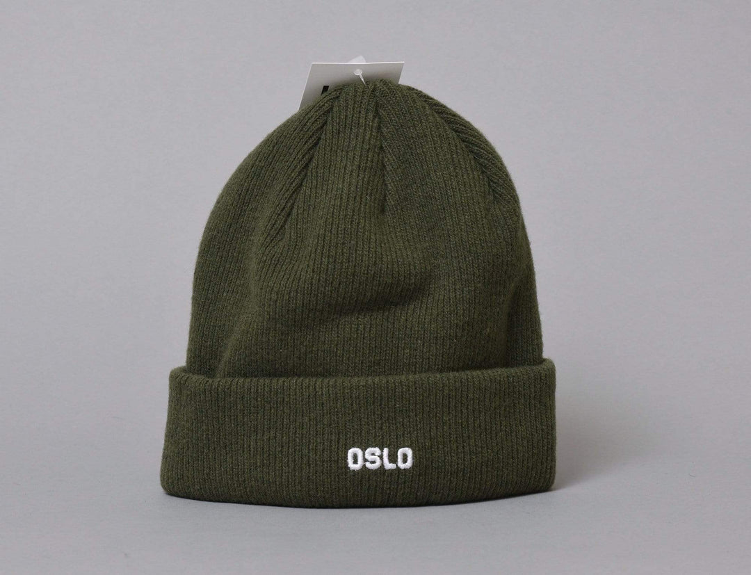 Beanie Cuff OSLO Wool Beanie Green/White LOKK Cuff Beanie / Green / One Size