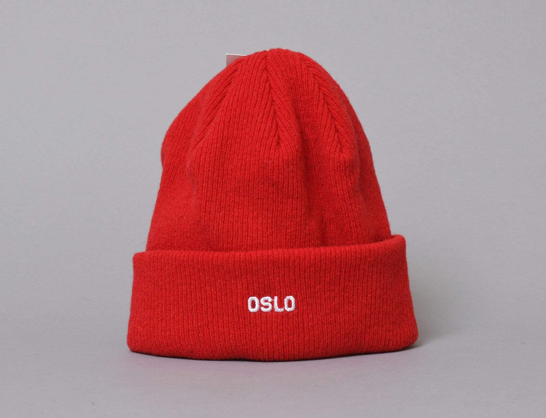 Beanie Cuff OSLO Wool Beanie Red/White Ull Lue LOKK Cuff Beanie / Red / One Size