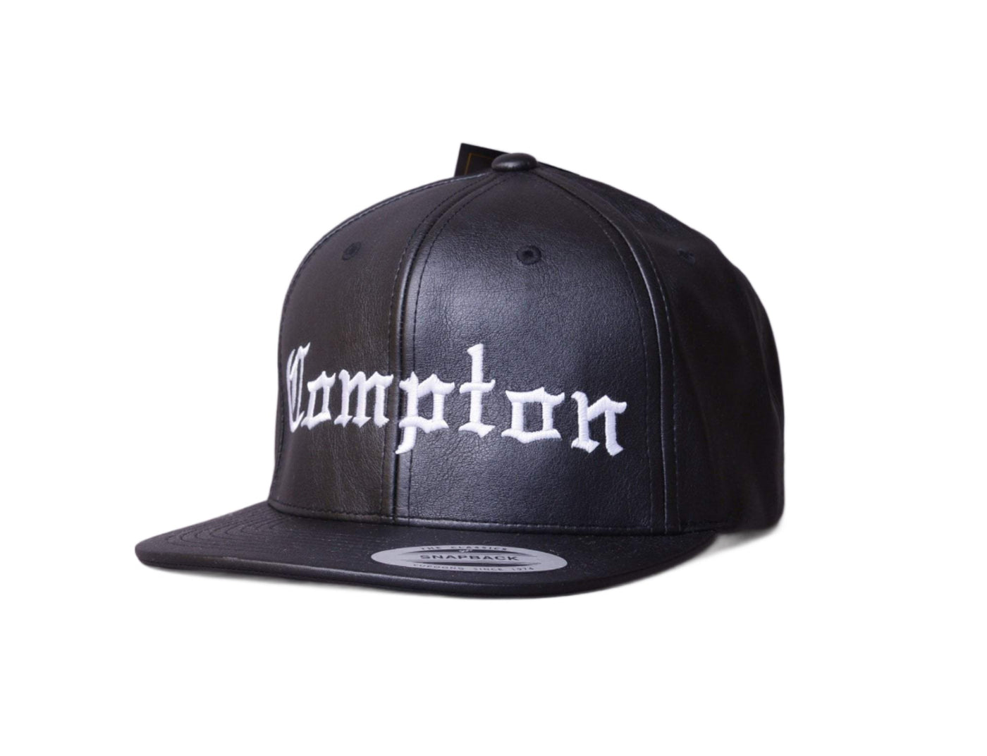 Cap Snapback Compton Black Full "Leather" LOKK Snapback Cap / Black / One Size