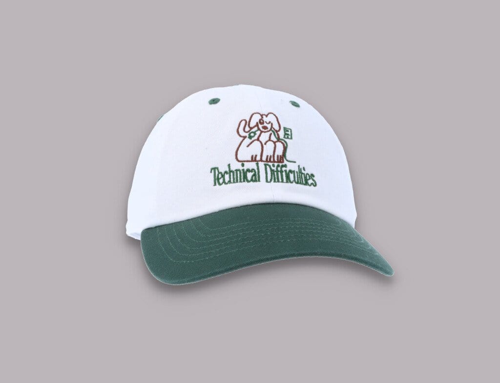 Cap Adjustable Playdude Technical Difficulties Cap White/Green Playdude Adjustable Cap / White / One Size