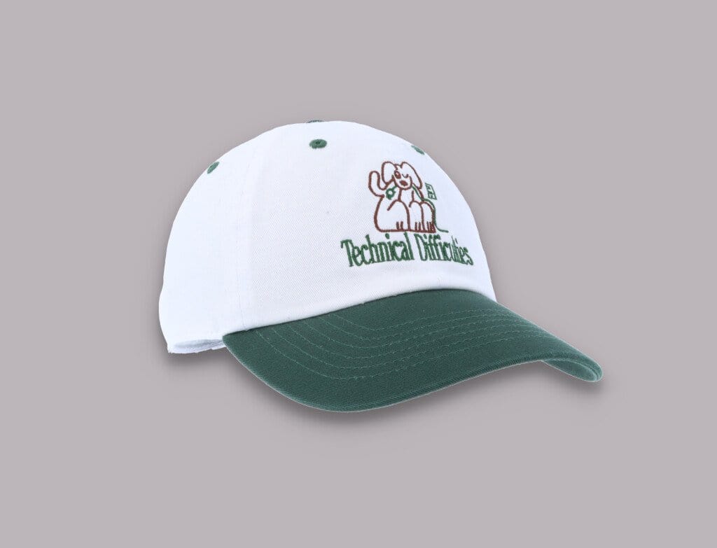 Cap Adjustable Playdude Technical Difficulties Cap White/Green Playdude Adjustable Cap / White / One Size