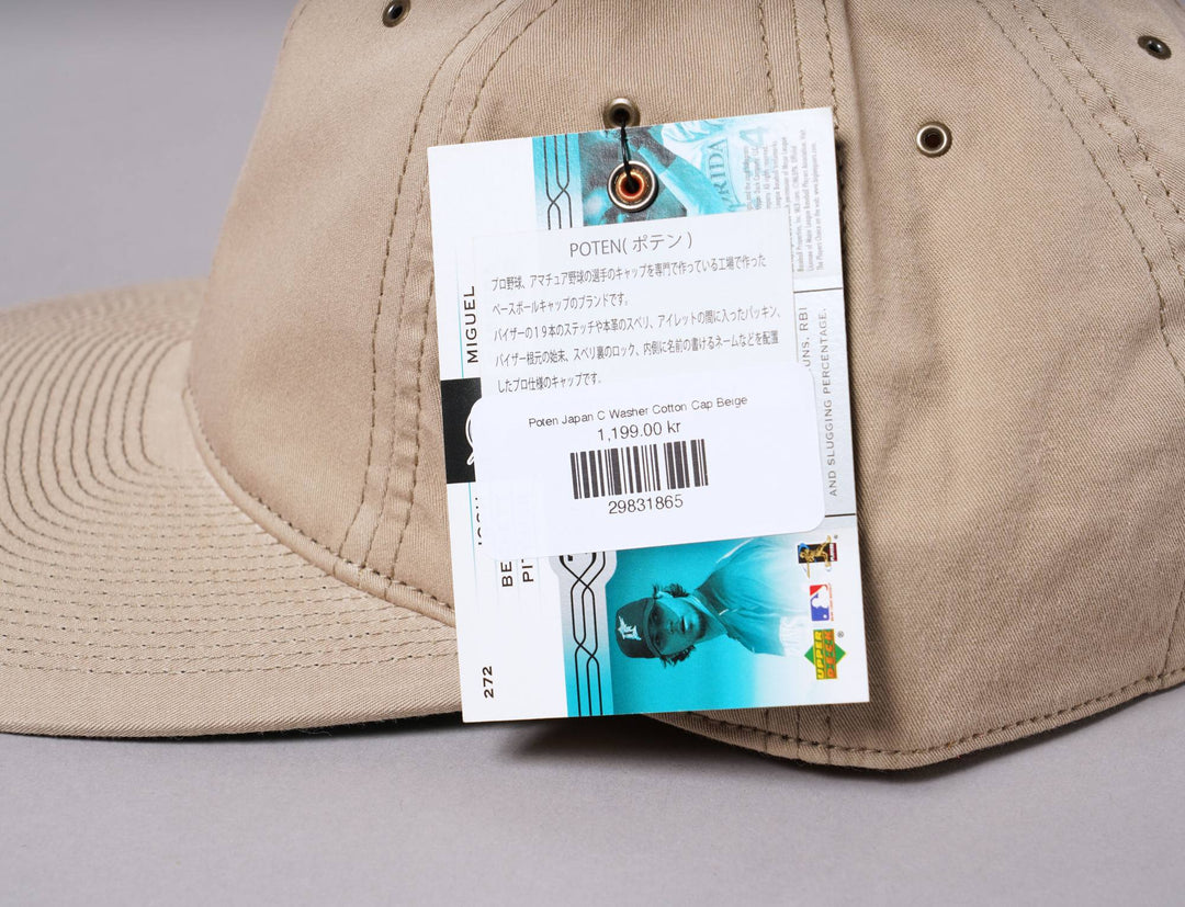 Cap Adjustable Poten Japan C Washer Cotton Cap Beige Poten Adjustable Cap / Beige / One Size