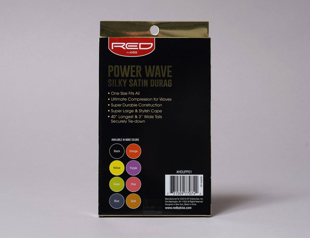 Beanie Durag Kiss Power Wave Silky Satin Durag Black Red by Kiss Durag / Black / One Size