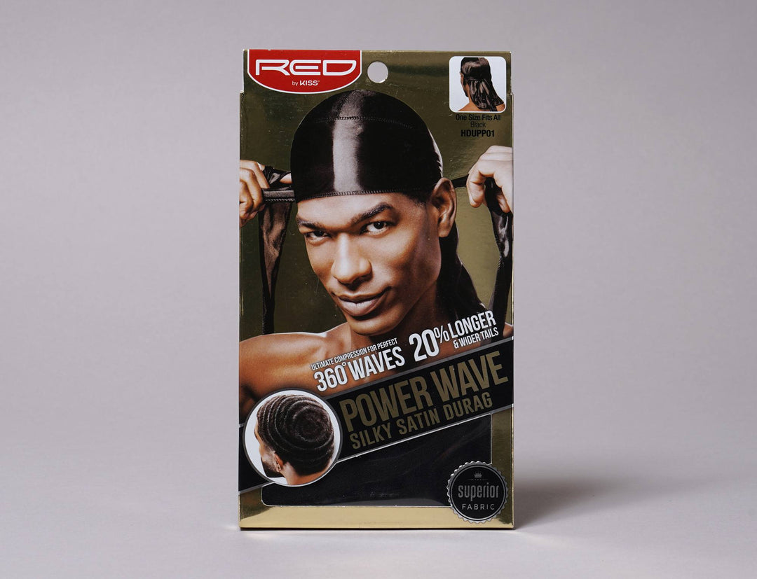 Beanie Durag Kiss Power Wave Silky Satin Durag Black Red by Kiss Durag / Black / One Size