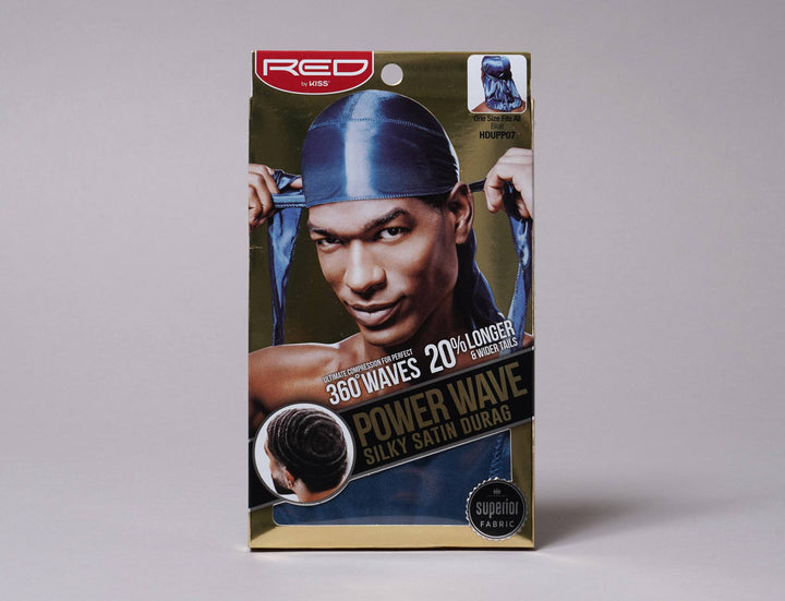 Beanie Durag Kiss Power Wave Silky Satin Durag Blue Red by Kiss Durag / Blue / One Size
