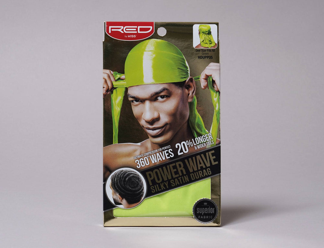 Beanie Durag Kiss Power Wave Silky Satin Durag Green Red by Kiss Durag / Green / One Size
