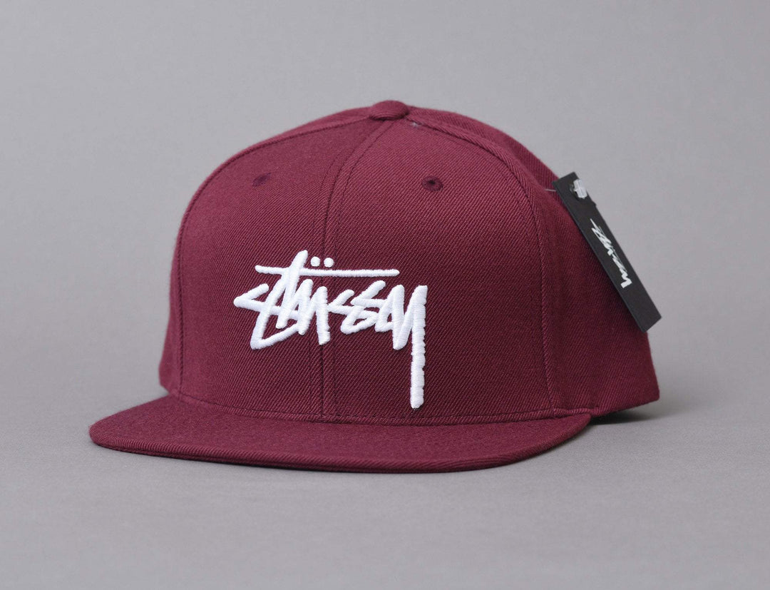 Cap Snapback Stussy Stock Snapback Cap Maroon Stussy Snapback Cap / Red / One Size