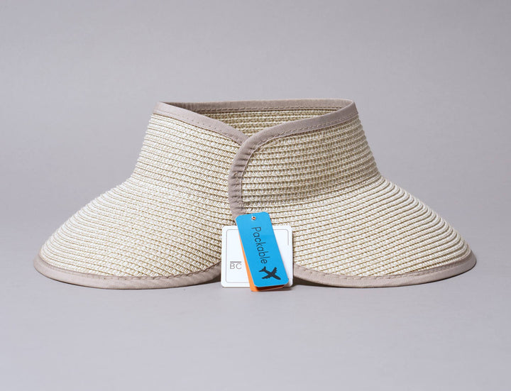 Cap Headband Sun Visor Hat Roll Up Ivory Sun Hats Visor Cap / Beige / One Size