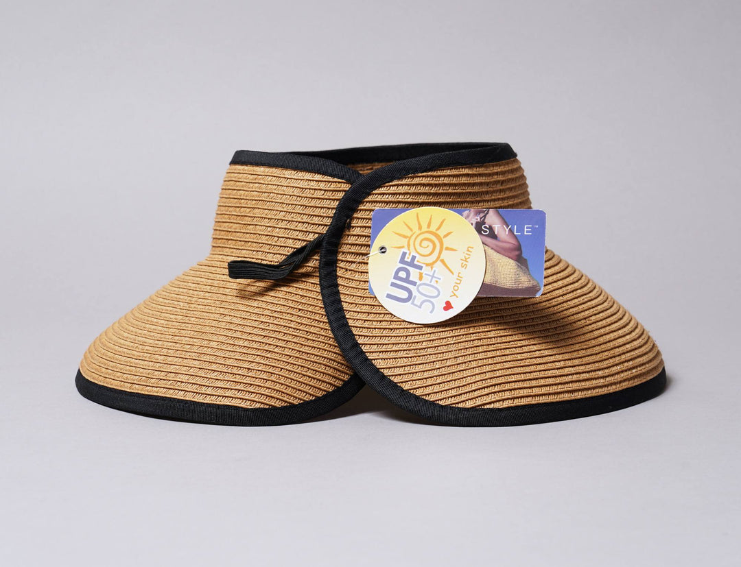 Cap Headband Sun Visor Hat Wrap Around Natural Sun Hats Visor Cap / Beige / One Size