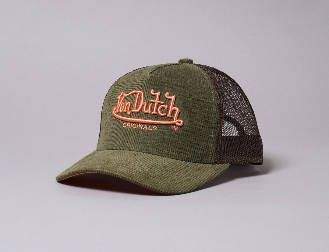 Cap Trucker Von Dutch Trucker Cap Corduroy Green/Brown Von Dutch Trucker Cap / Green / One Size (55-60 cm)