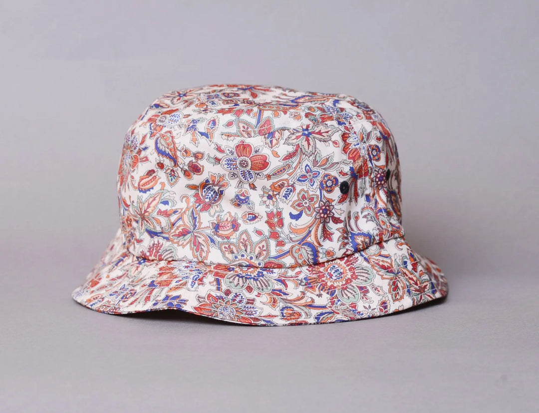 Hat Bucket Flexfit Bucket Hat Flower Print Yupoong Bucket Hat / Beige / One Size