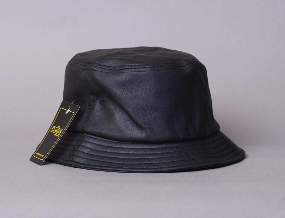 Hat Bucket Flexfit Bucket Black "Leather" Yupoong Bucket Hat / Black / One Size
