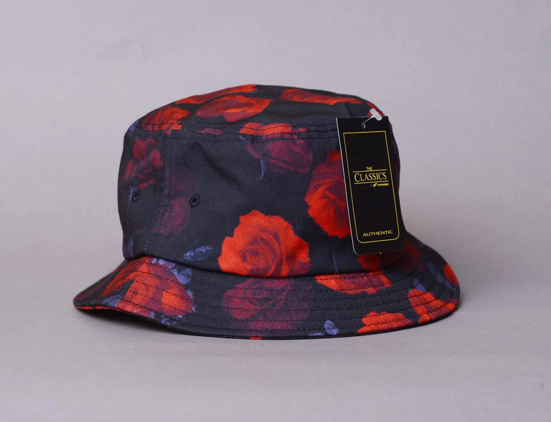 Hat Bucket Flexfit Bucket Red Rose Yupoong Bucket Hat / Red / One Size