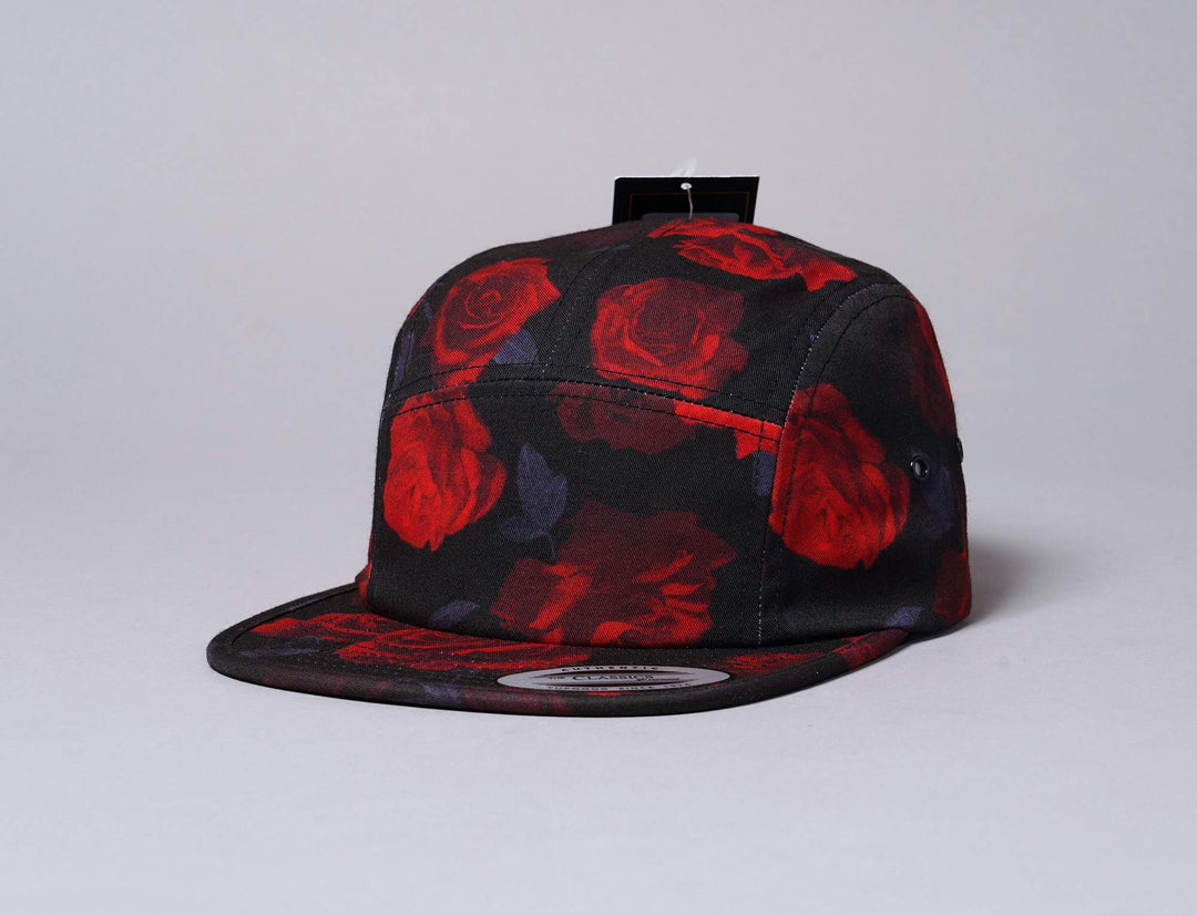 Cap 5-Panel Yupoong Roses Jockey Cap Black/Red Yupoong 5-Panel Cap / Black / One Size