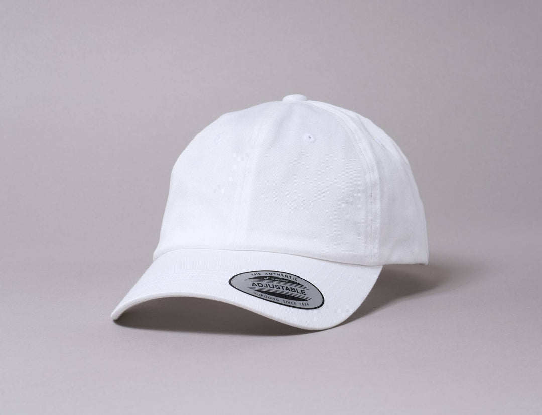 Cap Adjustable Hvit Dad Cap Økologisk Bomull Yupoong Adjustable Cap / White / One Size (55-61 cm)