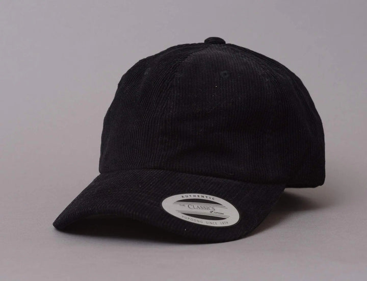 Cap Adjustable Low Profile Corduroy Cap Flexfit 6245CD Black Yupoong Adjustable Cap Cap / Black / One Size