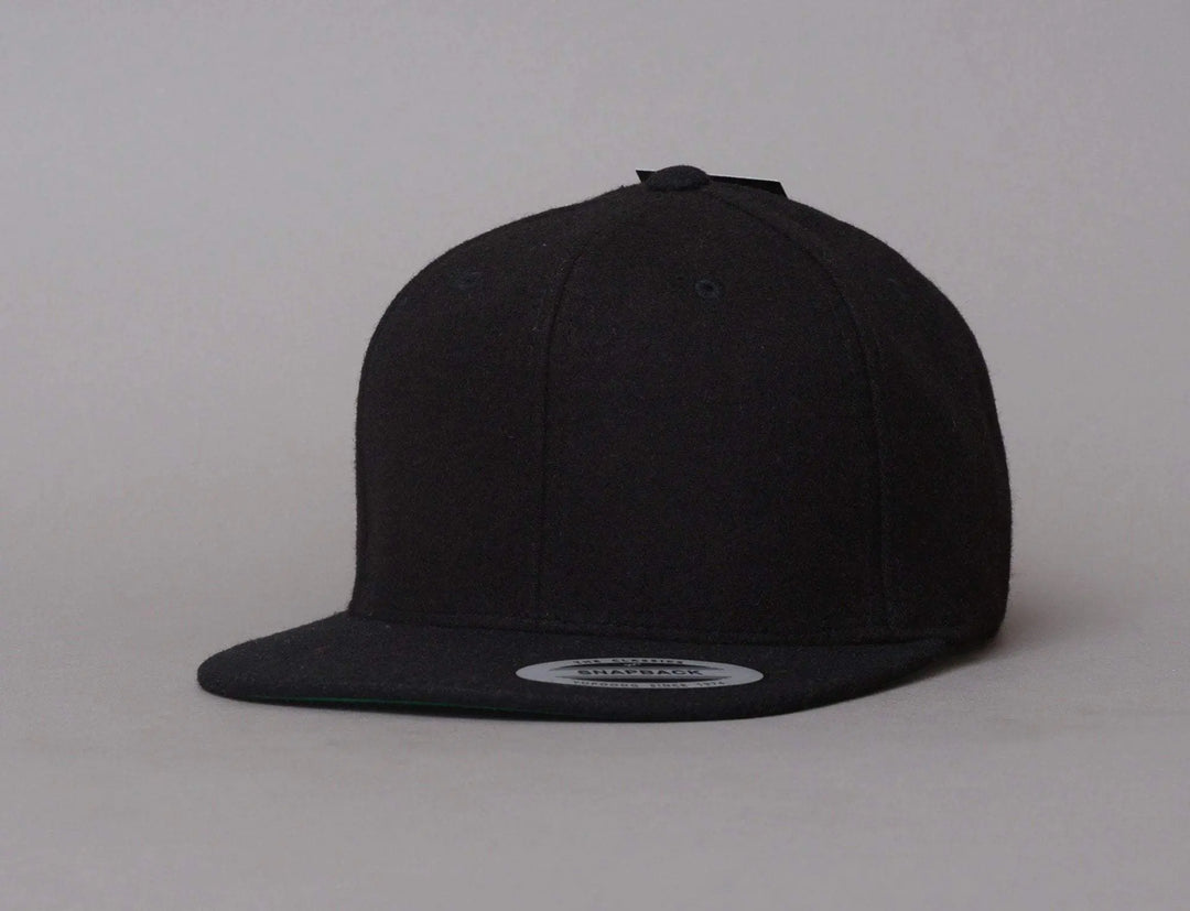 Cap Snapback Yupoong Snapback Melton Wool 6689M Black Yupoong Snapback Cap / Black / One Size