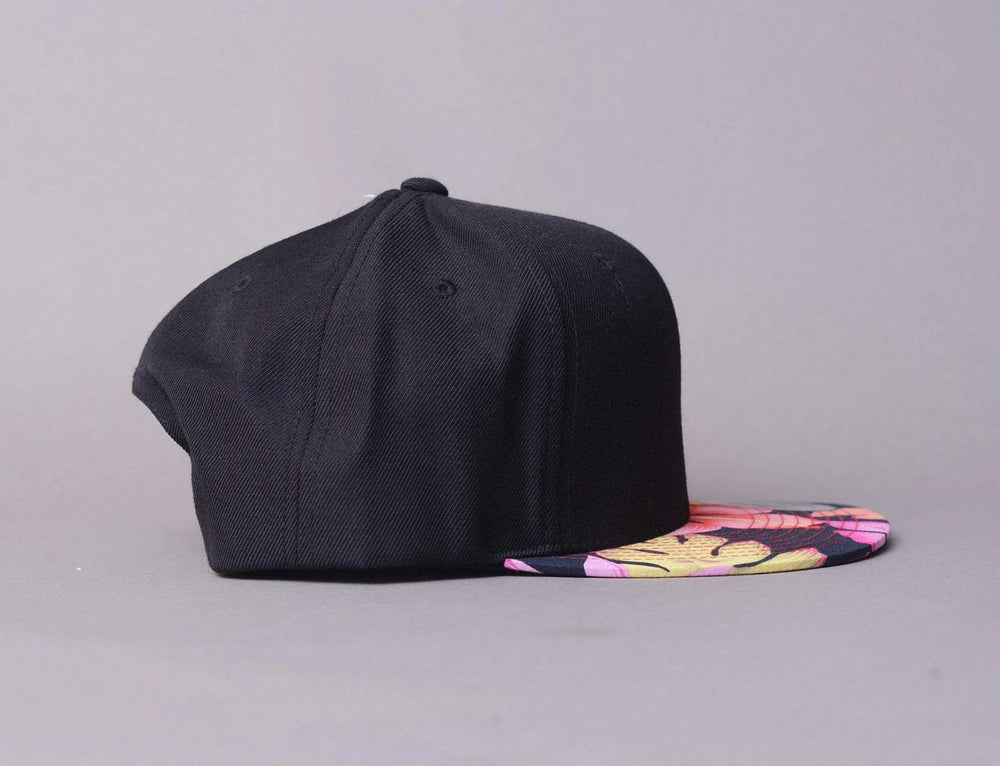 Cap Snapback Yupoong Snapback Black Tropical Yupoong Snapback Cap / Black / One Size
